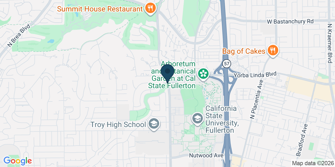 Map showing Fullerton, Orange County, CA