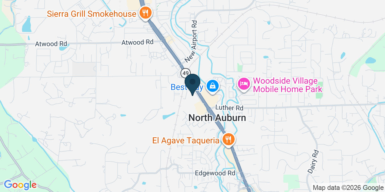 Map showing Auburn, Placer County, CA