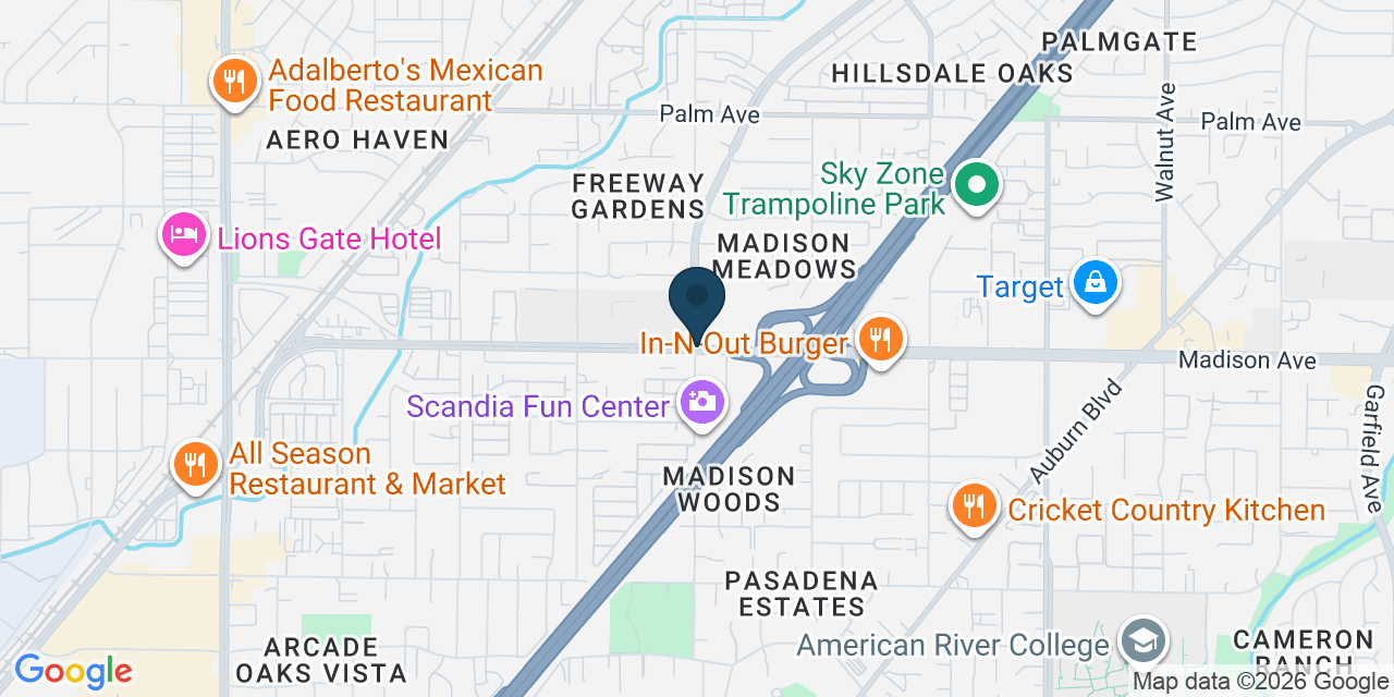 Map showing North Highlands, Sacramento County, CA