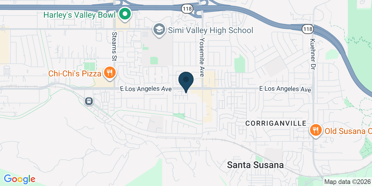 Map showing Simi Valley, Ventura County, CA