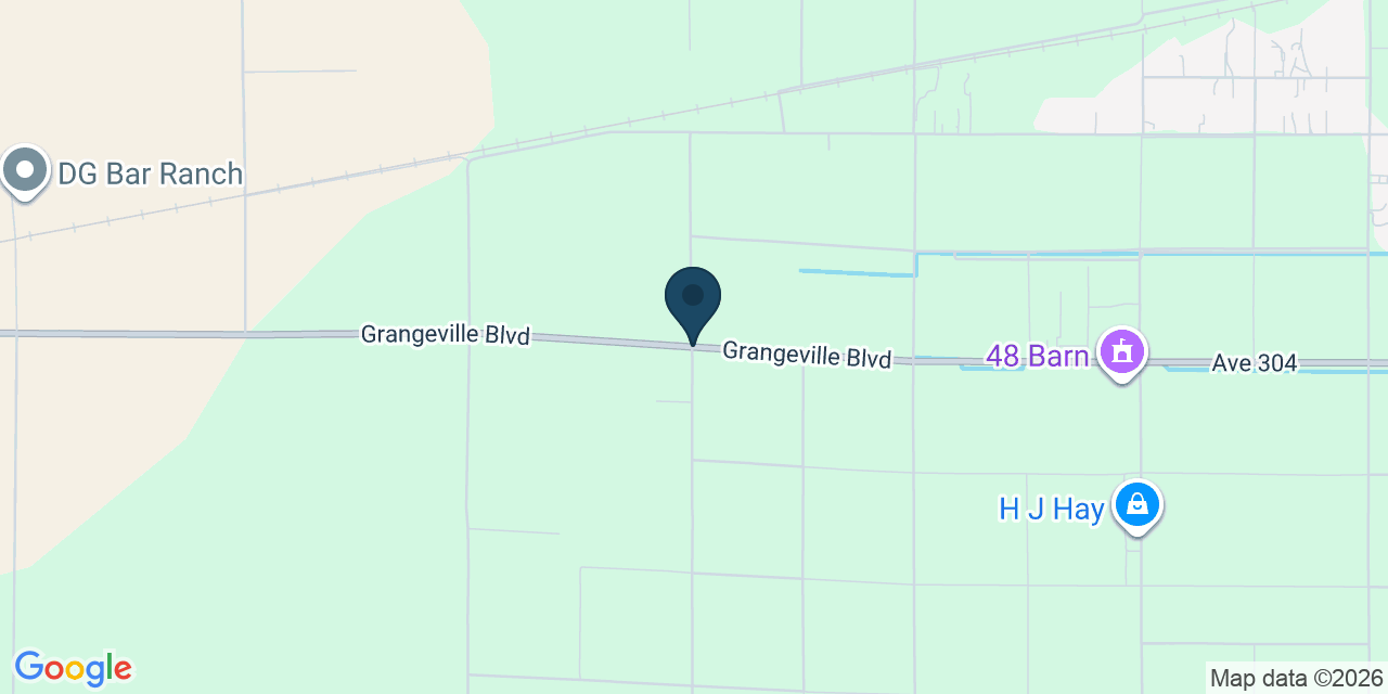 Map showing Hanford, Kings County, CA