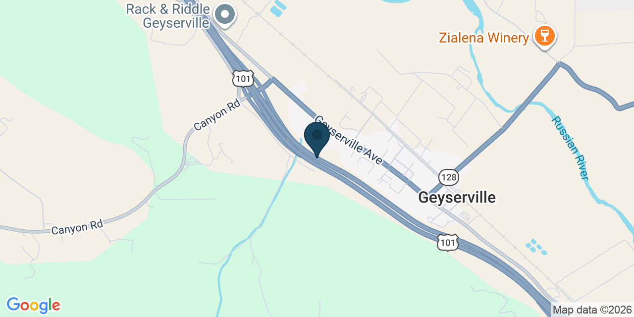 Map showing Geyserville, Sonoma County, CA