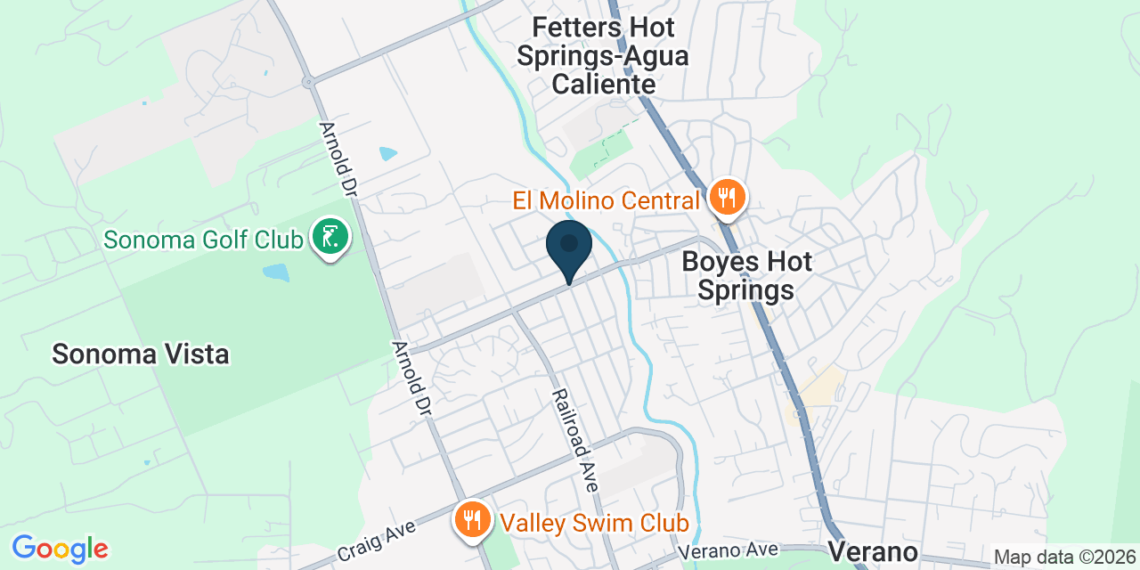 Map showing Boyes Hot Springs, Sonoma County, CA