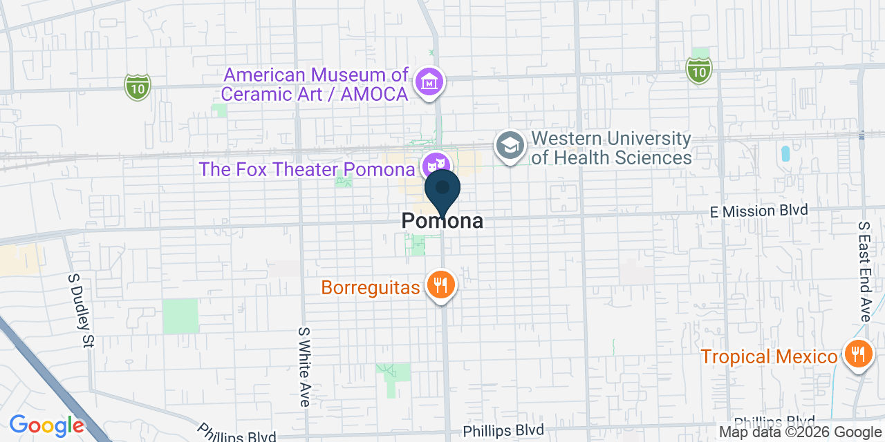 Map showing Pomona, Los Angeles County, CA