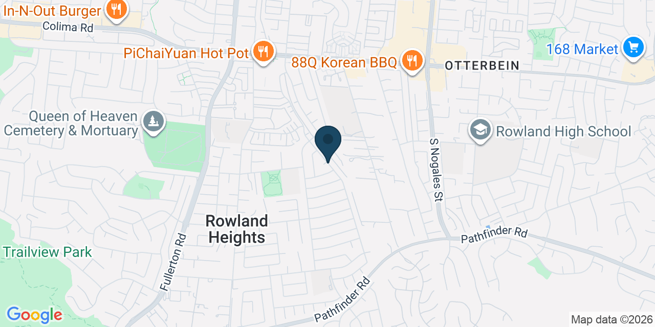 Map showing Rowland Heights, Los Angeles County, CA