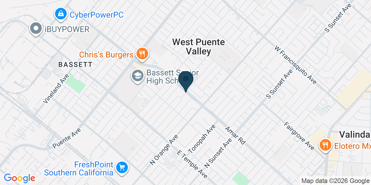 Map showing La Puente, Los Angeles County, CA