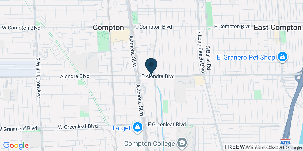 Map showing Compton, Los Angeles County, CA