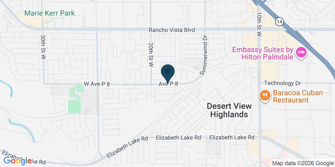 Map showing Palmdale, Los Angeles County, CA