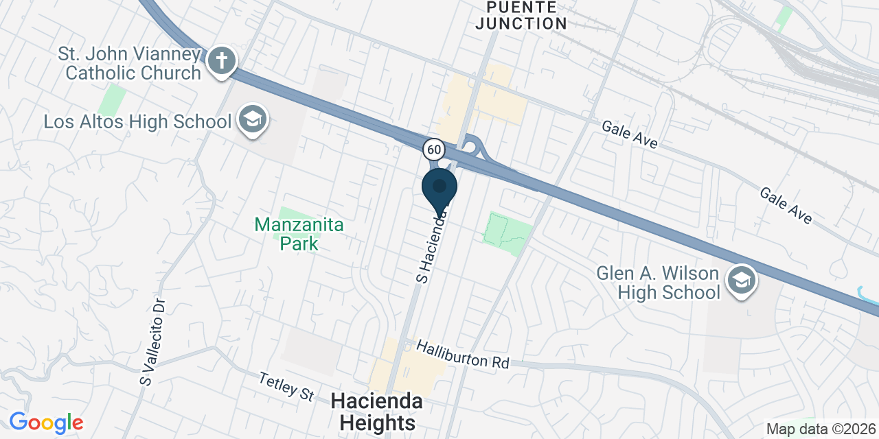 Map showing Hacienda Heights, Los Angeles County, CA