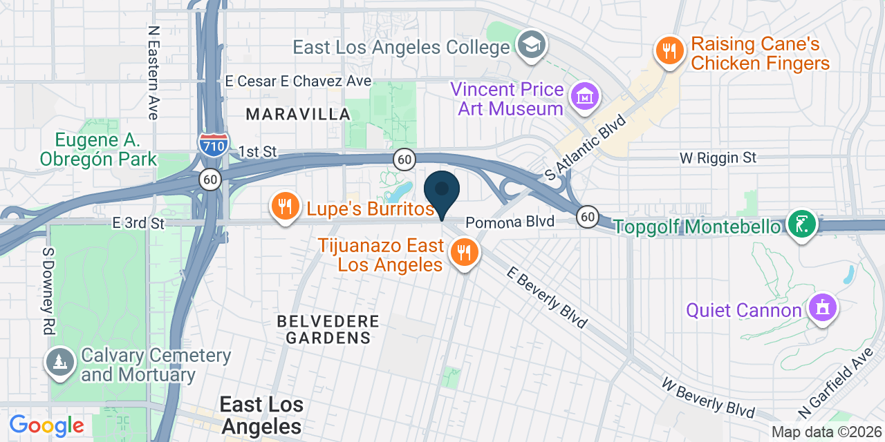 Map showing East Los Angeles, Los Angeles County, CA