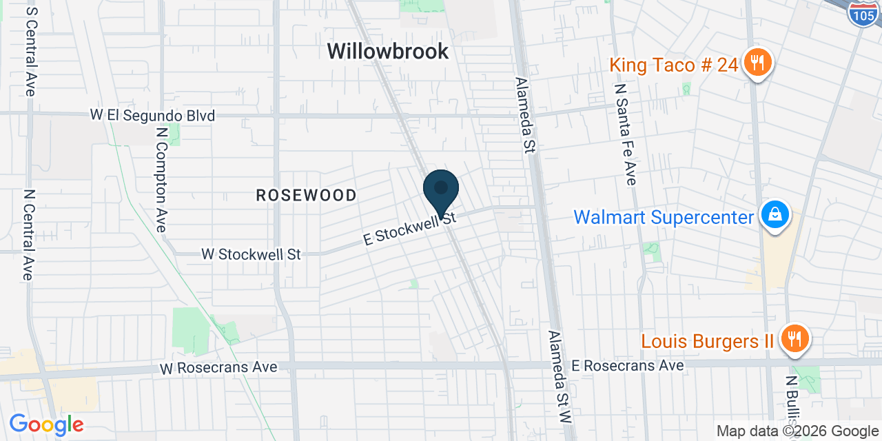 Map showing Willowbrook, Los Angeles County, CA