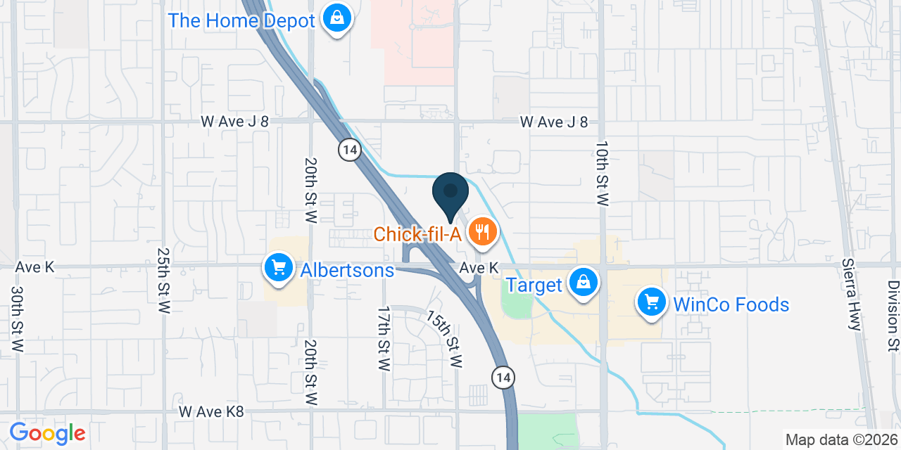 Map showing Lancaster, Los Angeles County, CA