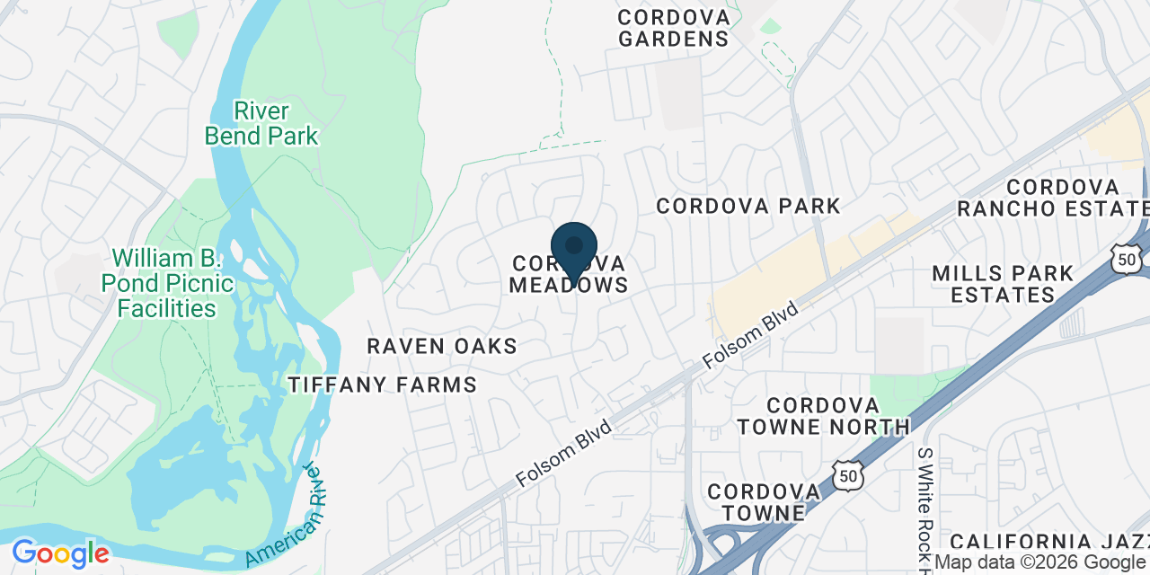 Map showing Rancho Cordova, Sacramento County, CA