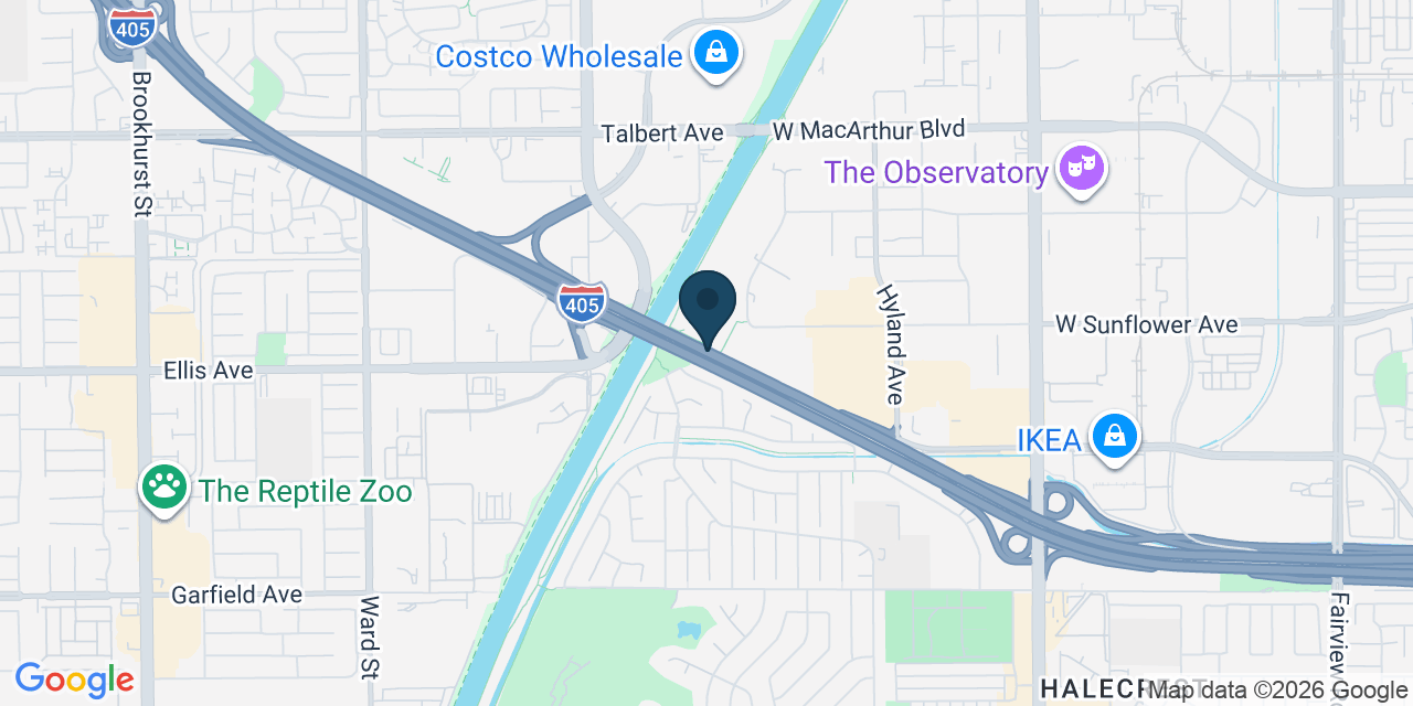 Map showing Santa Ana, Orange County, CA
