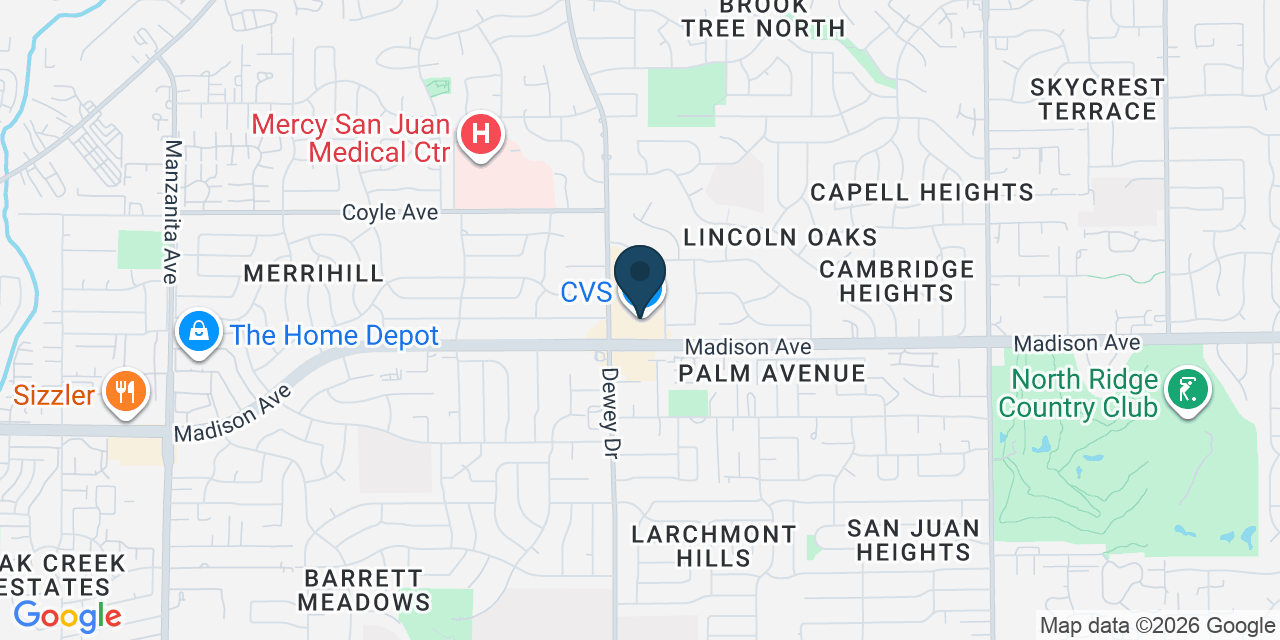 Map showing Fair Oaks, Sacramento County, CA