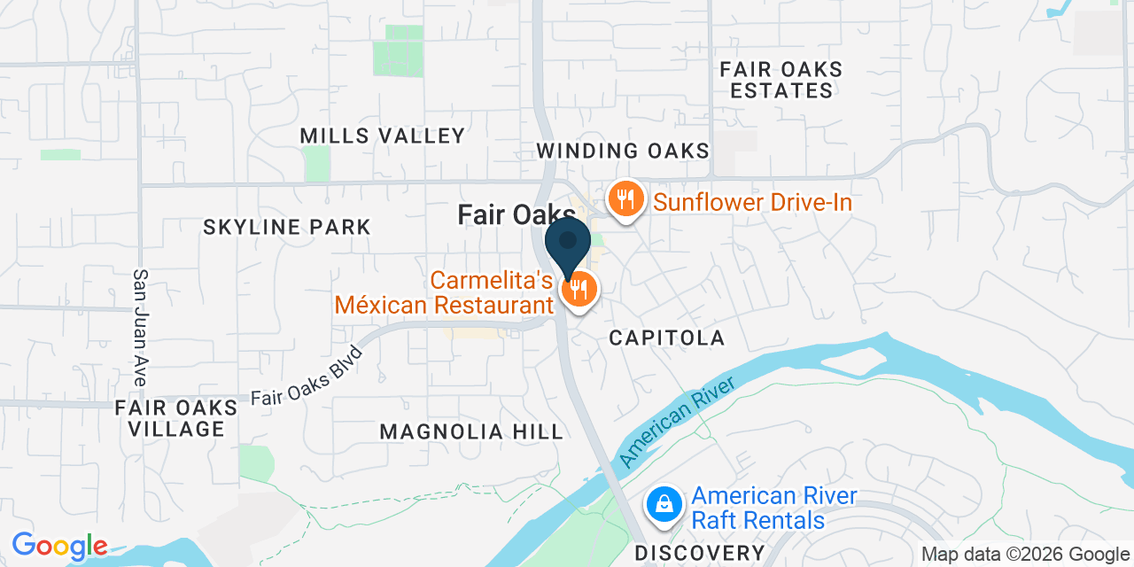 Map showing Fair Oaks, Sacramento County, CA