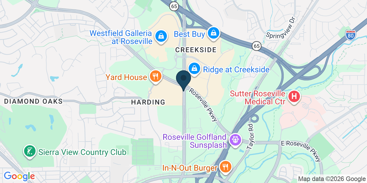 Map showing Roseville, Placer County, CA