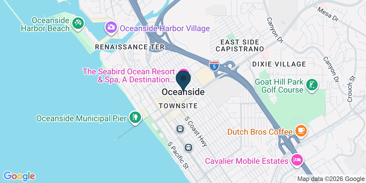 Map showing Oceanside, San Diego County, CA