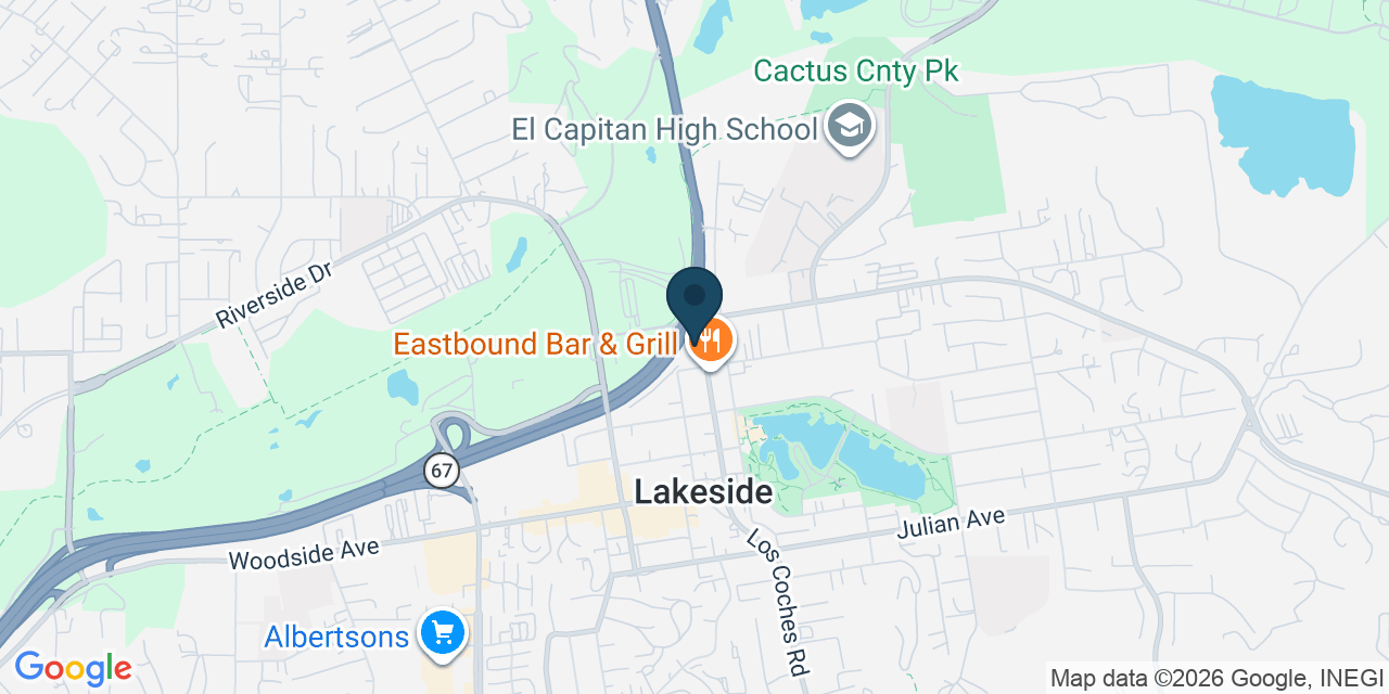 Map showing Lakeside, San Diego County, CA