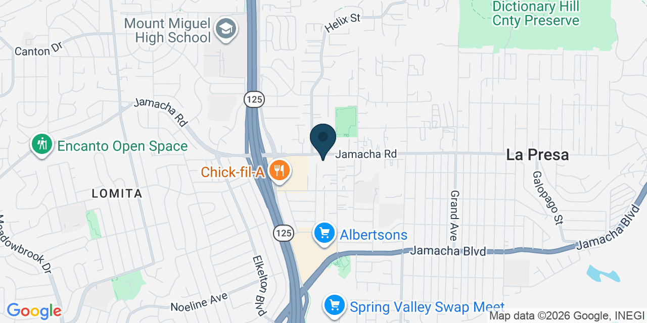 Map showing Spring Valley, San Diego County, CA