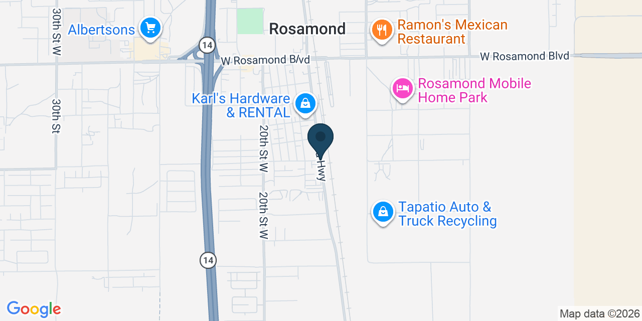 Map showing Rosamond, Kern County, CA