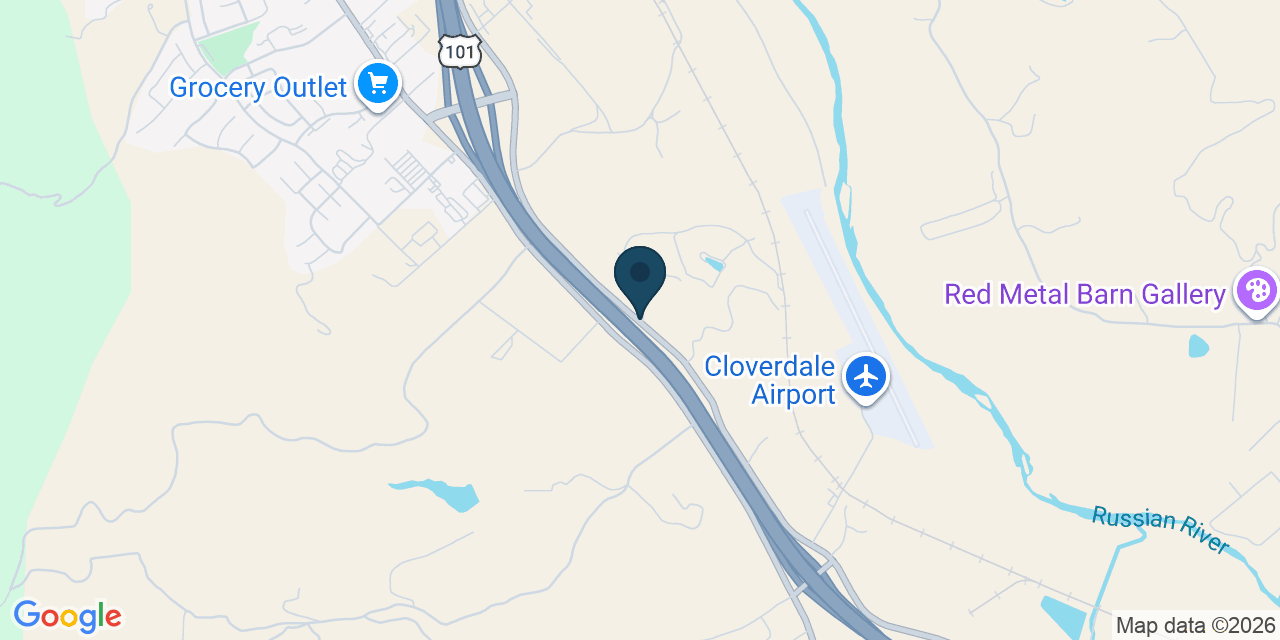 Map showing Cloverdale, Sonoma County, CA