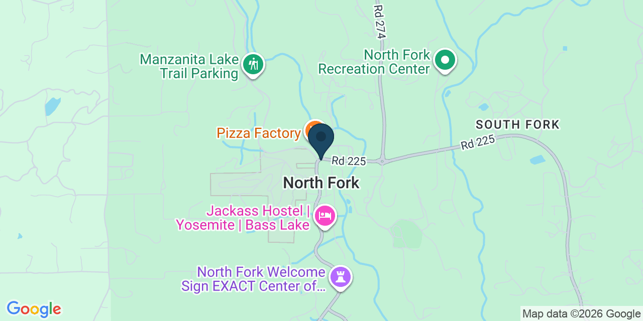 Map showing North Fork, Madera County, CA