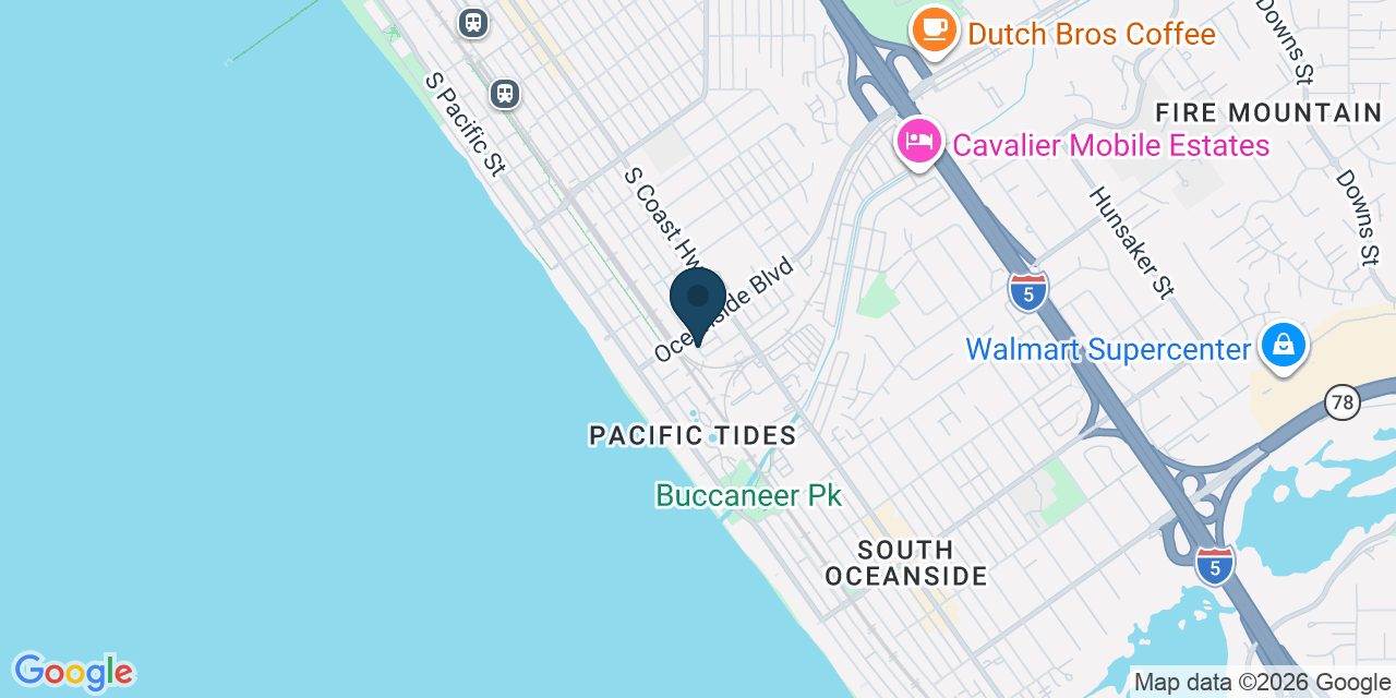 Map showing Oceanside, San Diego County, CA