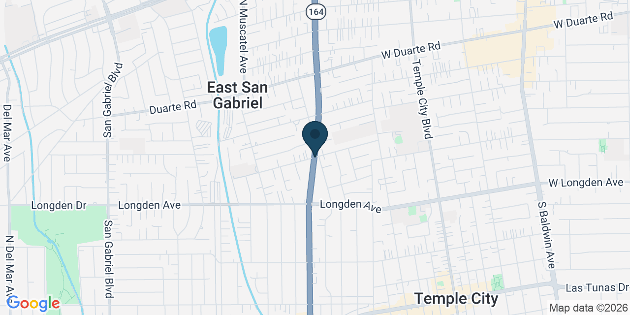 Map showing Temple City, Los Angeles County, CA