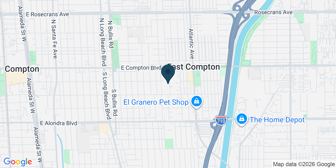 Map showing Compton, Los Angeles County, CA