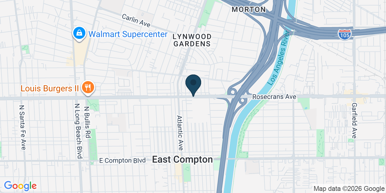 Map showing East Compton, Los Angeles County, CA