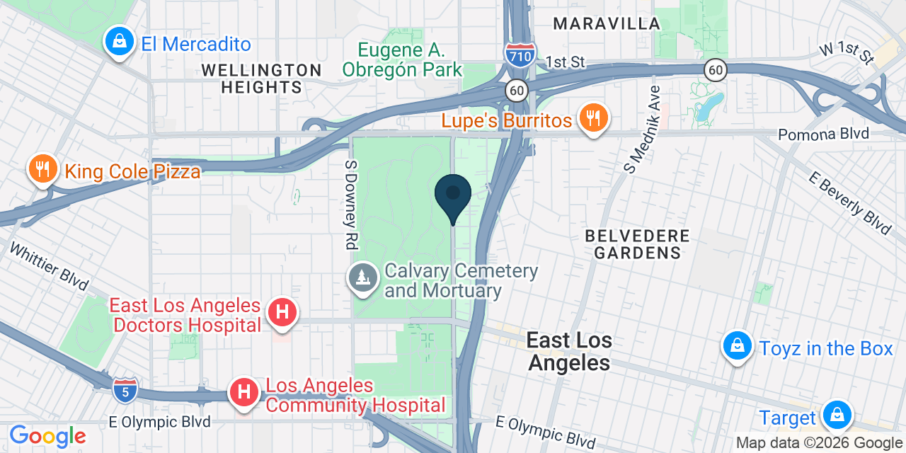 Map showing East Los Angeles, Los Angeles County, CA