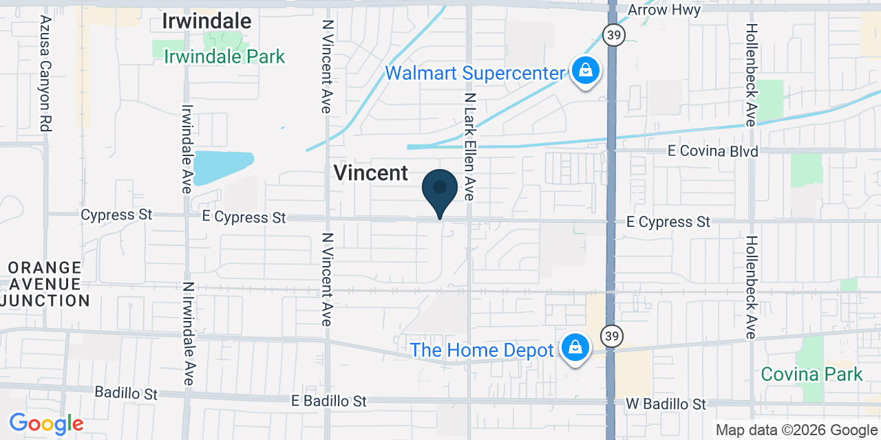 Map showing Vincent, Los Angeles County, CA