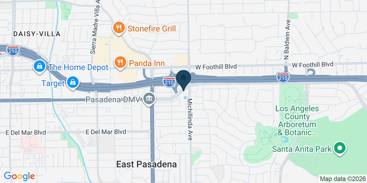 Map showing Pasadena, Los Angeles County, CA