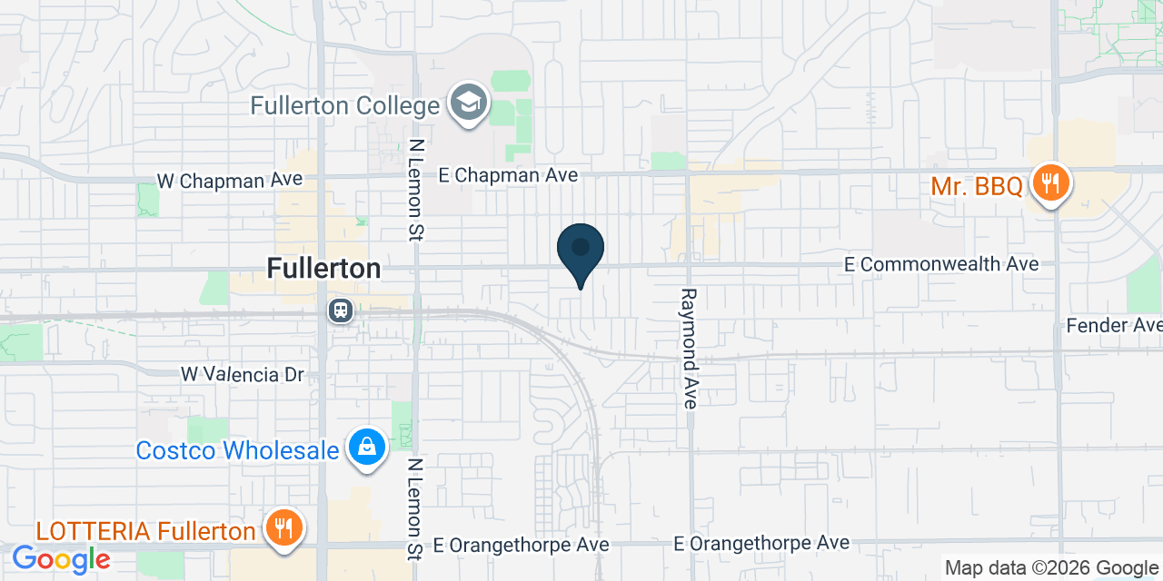 Map showing Fullerton, Orange County, CA
