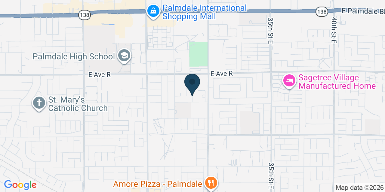 Map showing Palmdale, Los Angeles County, CA
