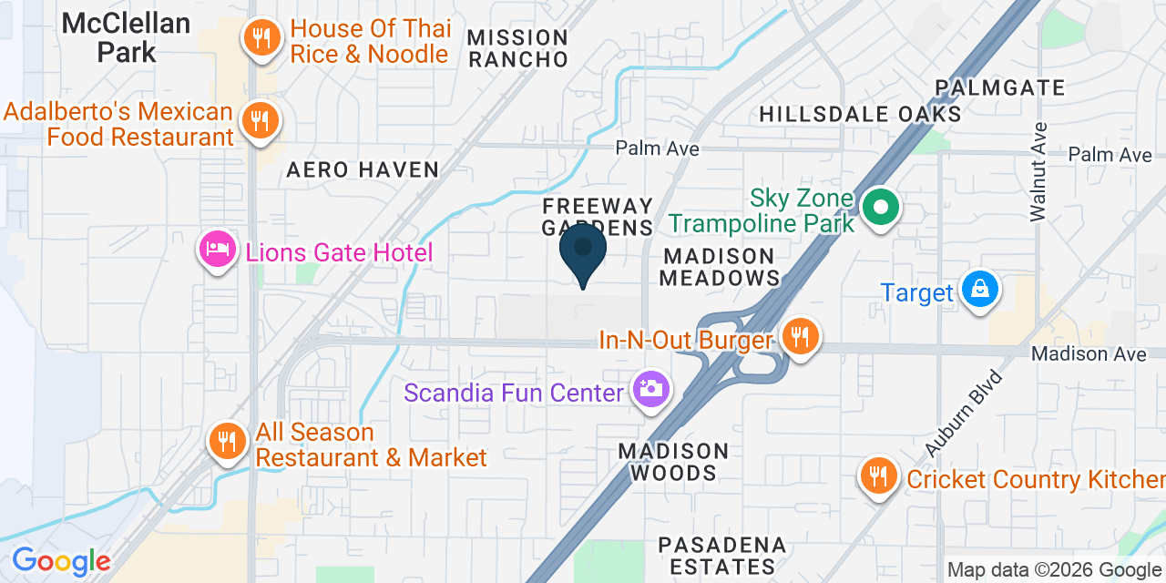 Map showing North Highlands, Sacramento County, CA