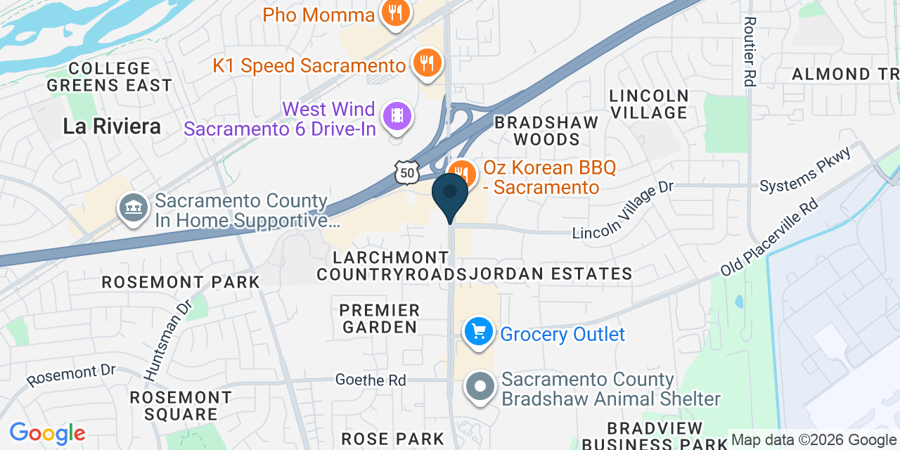 Map showing Rancho Cordova, Sacramento County, CA