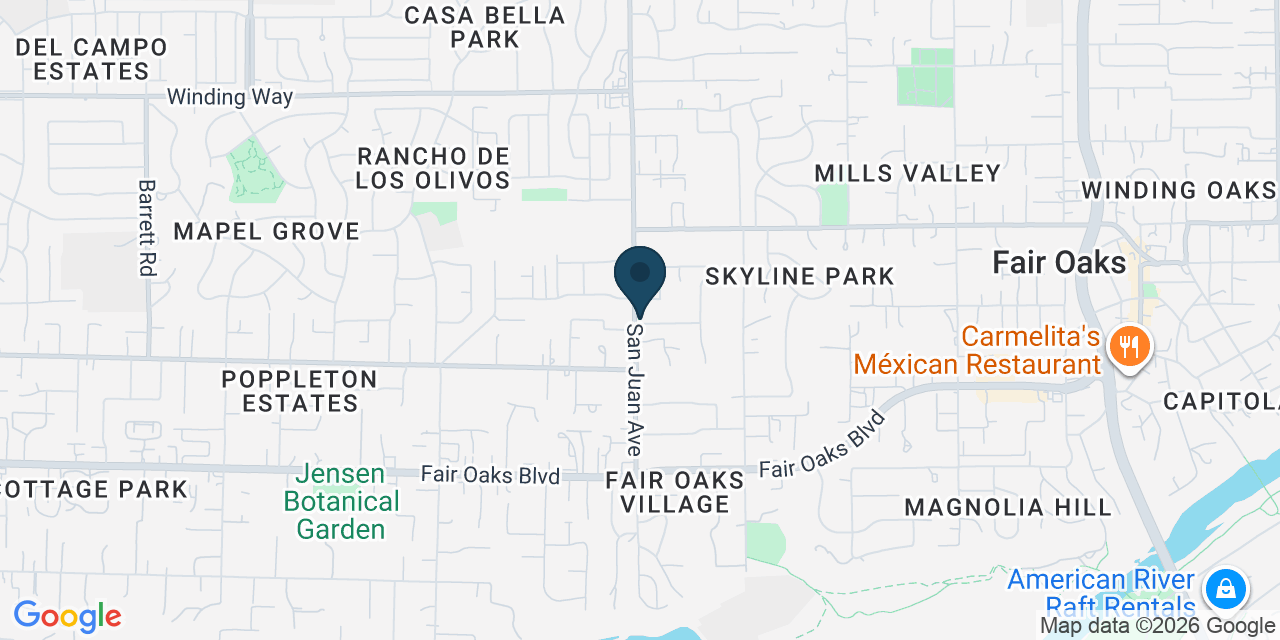 Map showing Fair Oaks, Sacramento County, CA