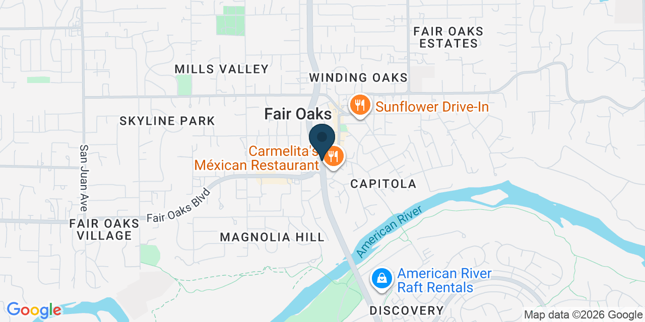Map showing Fair Oaks, Sacramento County, CA