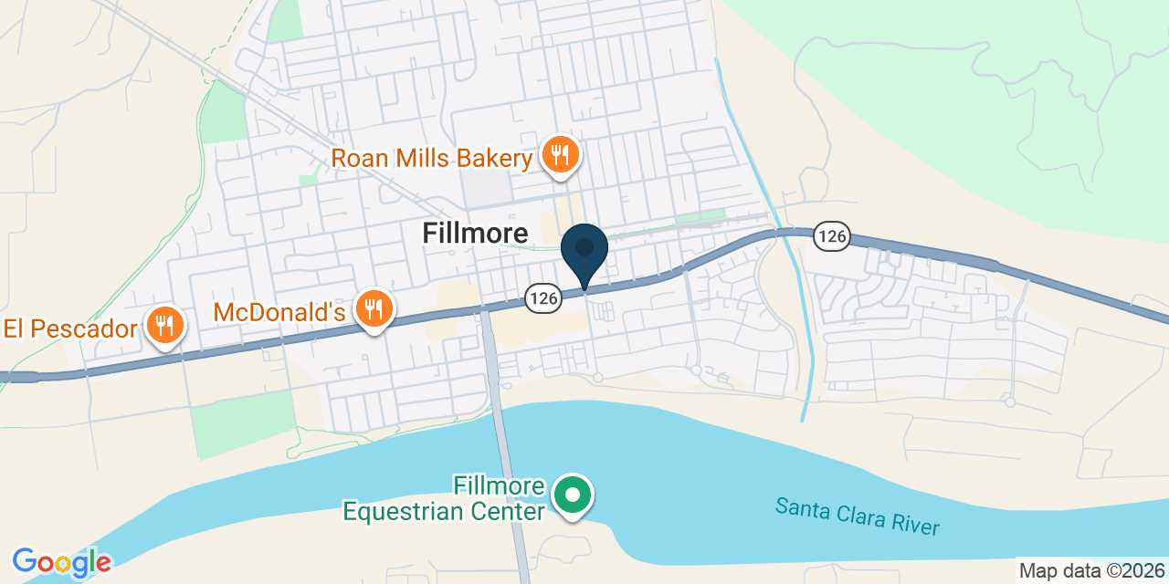 Map showing Fillmore, Ventura County, CA
