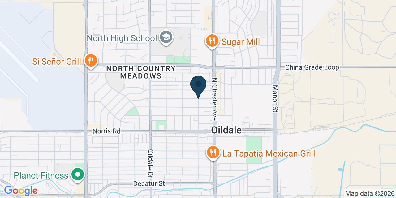 Map showing Oildale, Kern County, CA