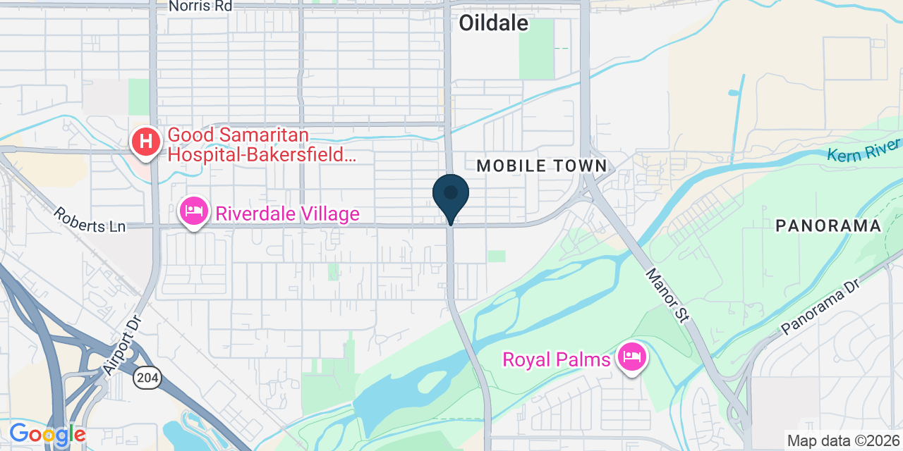 Map showing Oildale, Kern County, CA