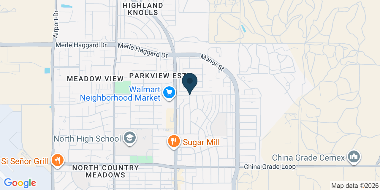 Map showing Oildale, Kern County, CA