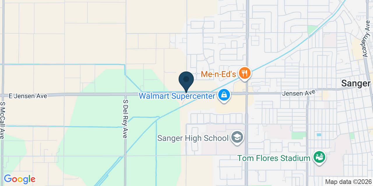 Map showing Sanger, Fresno County, CA