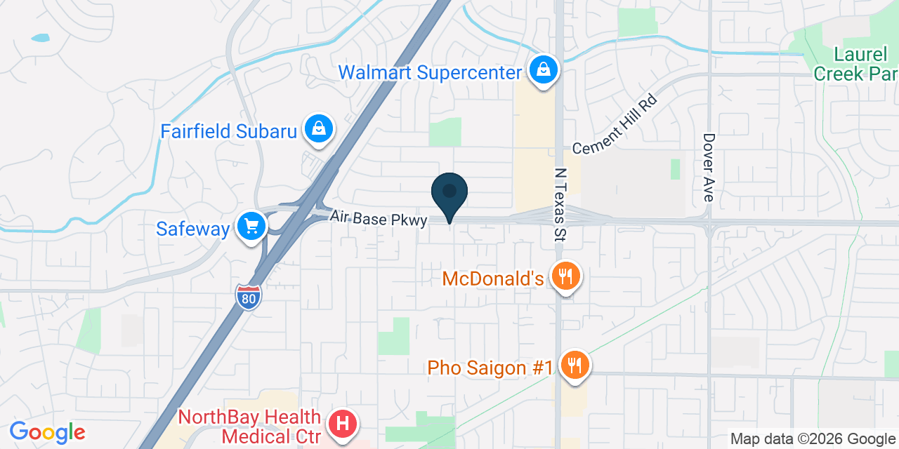 Map showing Fairfield, Solano County, CA