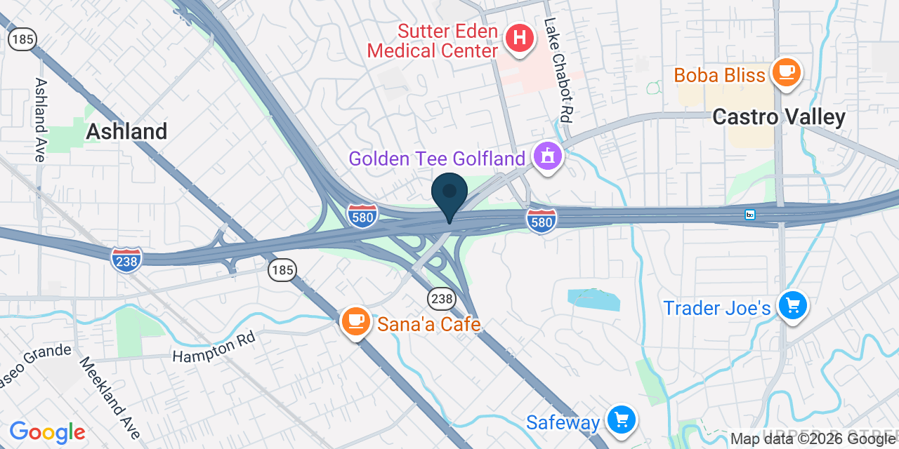 Map showing Castro Valley, Alameda County, CA