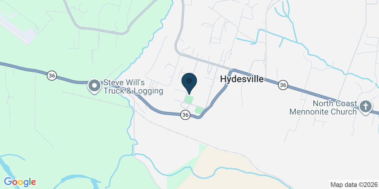 Map showing Hydesville, Humboldt County, CA