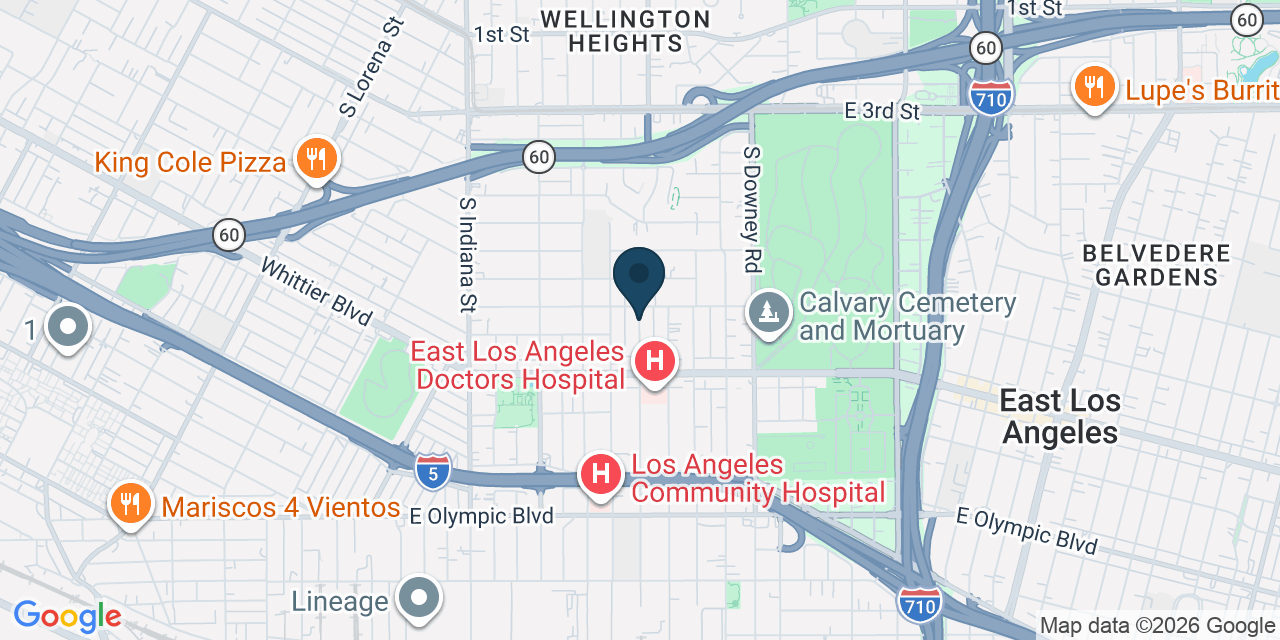Map showing East Los Angeles, Los Angeles County, CA