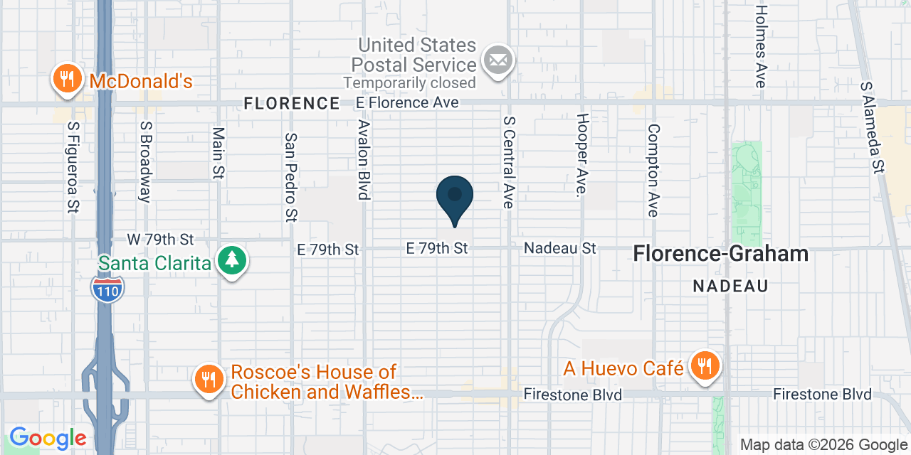 Map showing South Los Angeles, Los Angeles County, CA